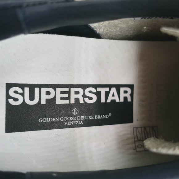 GOLDEN GOOSE SUPERSTAR SNEAKERS WHITE/NAVY LEATHER & GRAY SUEDE SIZE 46 NEW - Picture 10 of 11